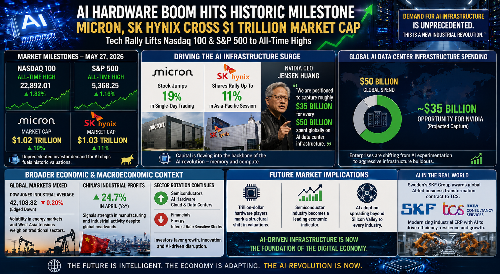 Semiconductor stocks, AI infrastructure, Micron Technology, SK Hynix, Market capitalization, Tech rally, Stock market highs, Artificial intelligence demand